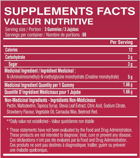 CREATINE GUMMIES - 180 jujubes - Planète Nutrition