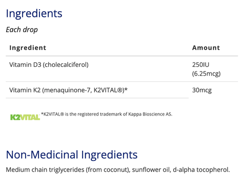 VITAMINES D3 + K2 - 500ml - Planète Nutrition